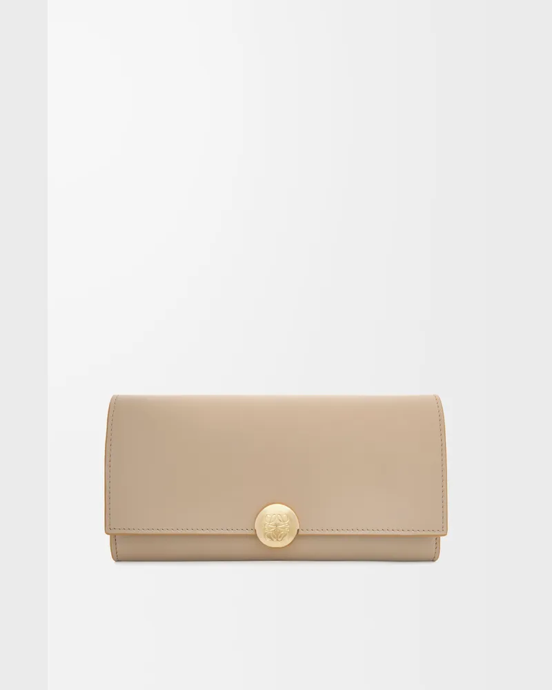 Loewe Pebble Continental Wallet In Shiny Nappa Leather skin Mujer Sand