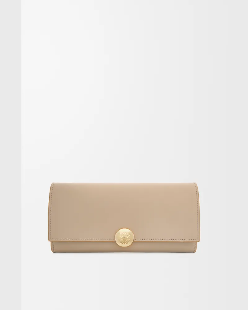Loewe Pebble Continental Wallet In Shiny Nappa Leather skin Mujer Sand