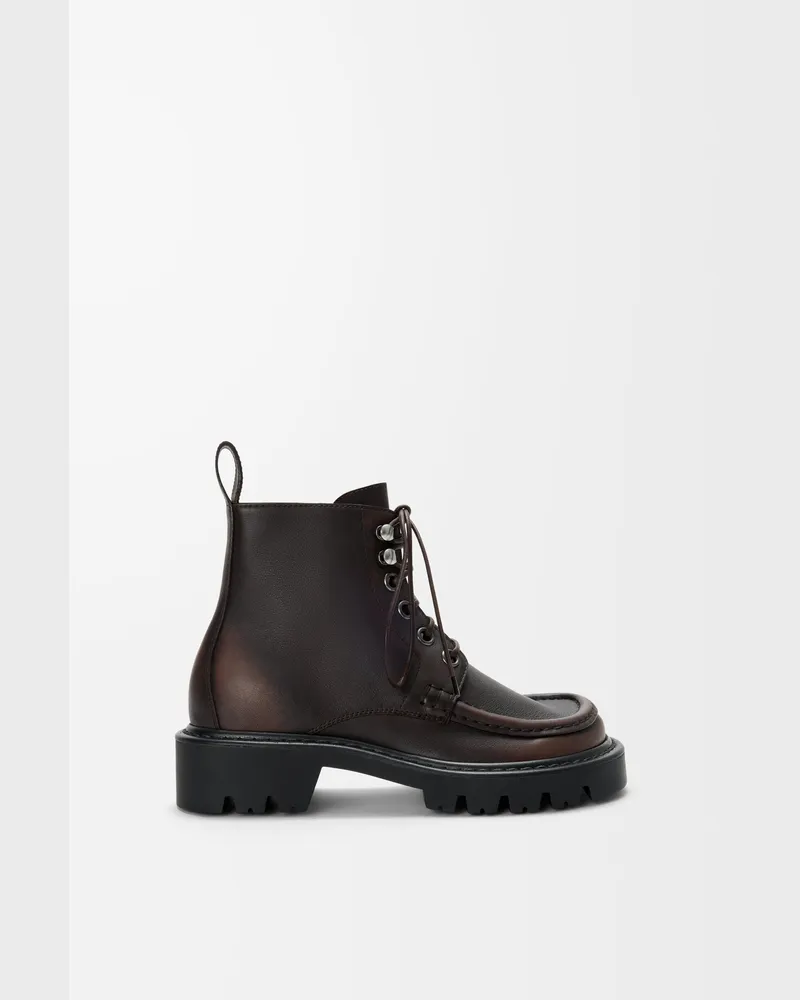 Loewe Sierra Combat Ankle Boot In Brushed-off Leather skin Size Mujer Dark