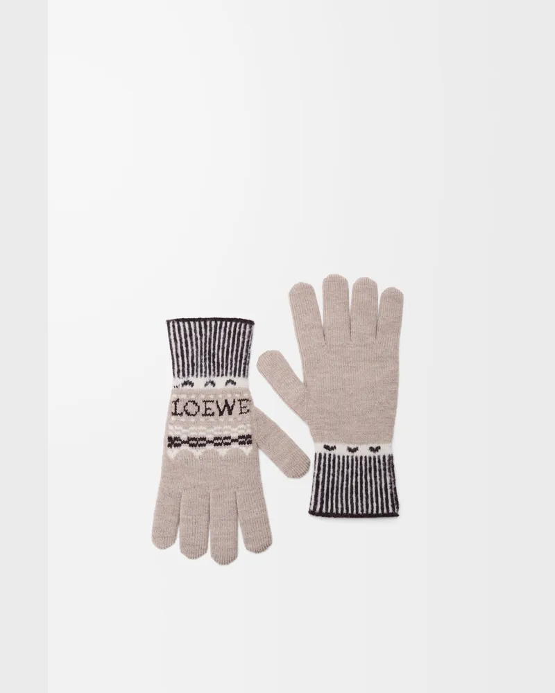 Loewe Gloves In Wool Blend Mujer Beige