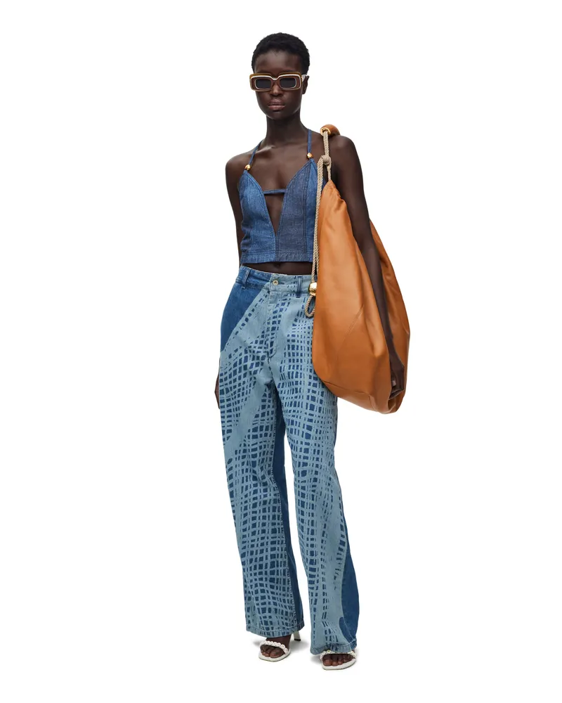 Loewe Luxury Strappy top in denim Indigo