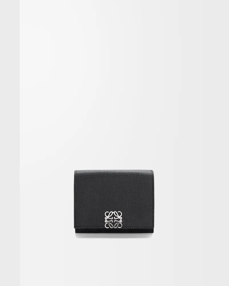 Loewe Anagram Trifold Wallet In Pebble Grained Leather skin Mujer Black
