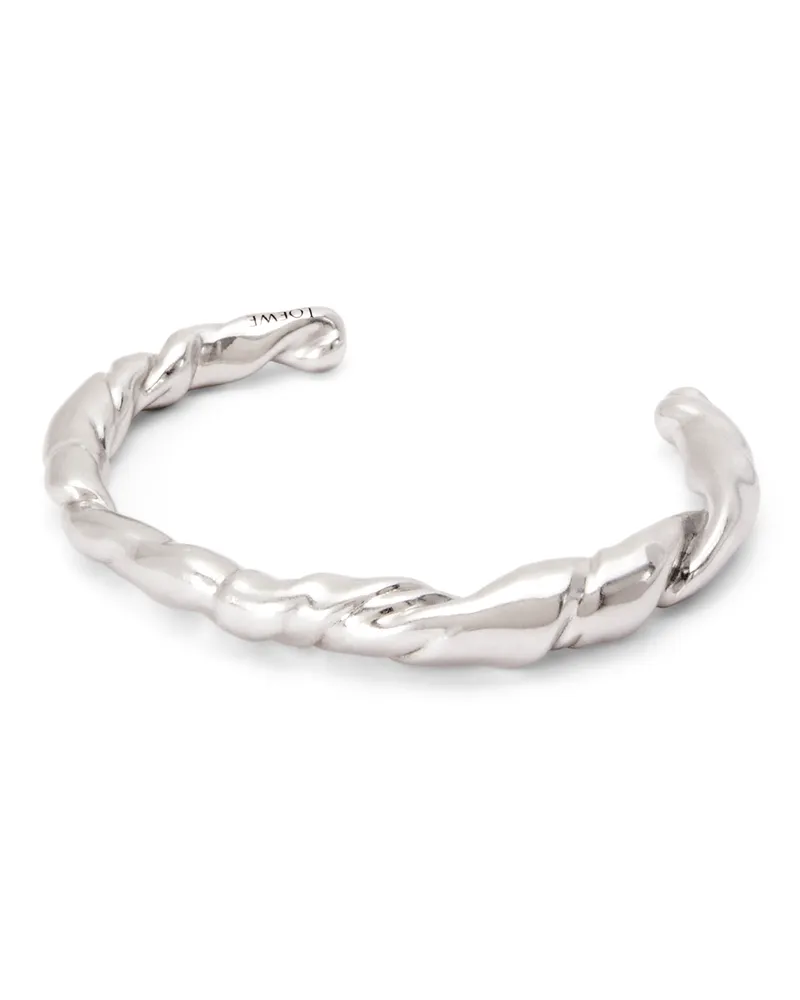 Loewe Luxury Thin nappa twist cuff in sterling silver Silver