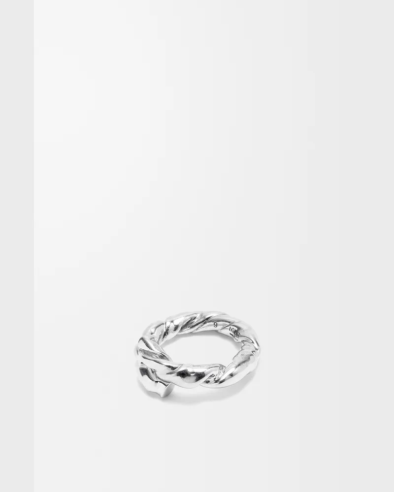 Loewe Nappa Twist Ring In Sterling Silver Size Mujer Silver