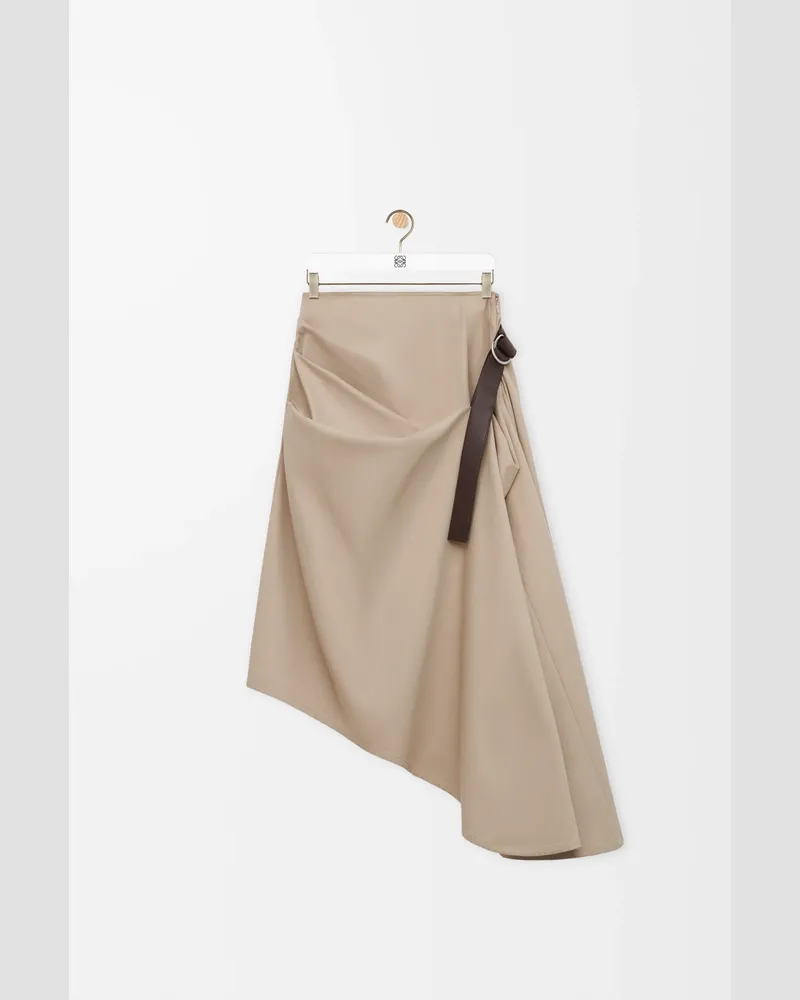 Loewe Belted Skirt In Cotton And Silk Size Mujer Beige