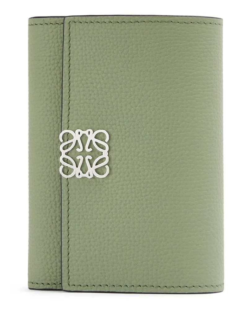 Loewe Luxury Anagram Small Vertical Wallet In Pebble Grain Calfskin Rosemary