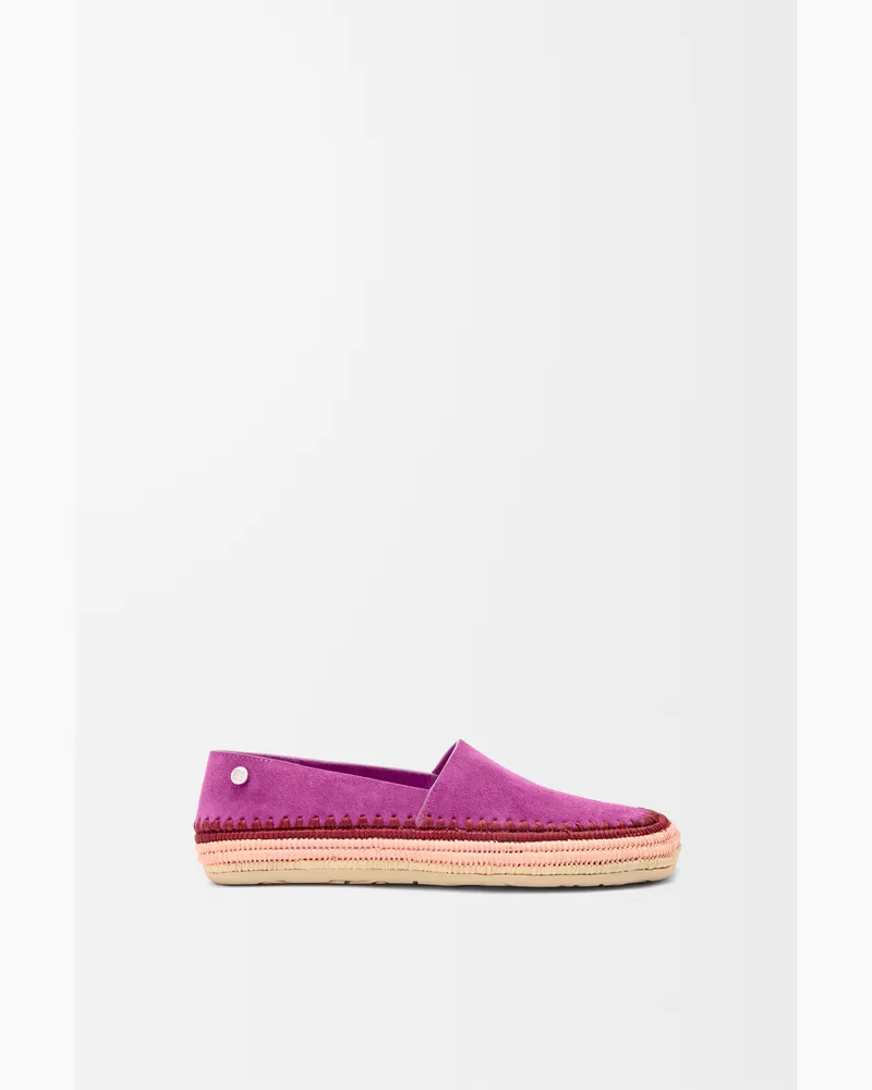 Loewe Rio Slipper In Suede And Raffia Size Mujer Fuchsia