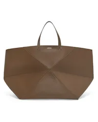 Loewe Luxury XXL Puzzle Fold Tote in shiny calfskin Umber