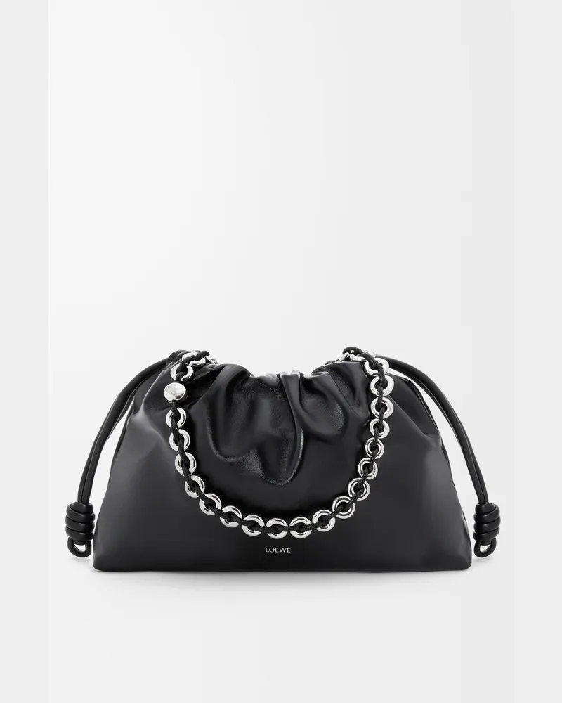 Loewe Large Flamenco Purse In Patent Nappa Lambskin Mujer Black