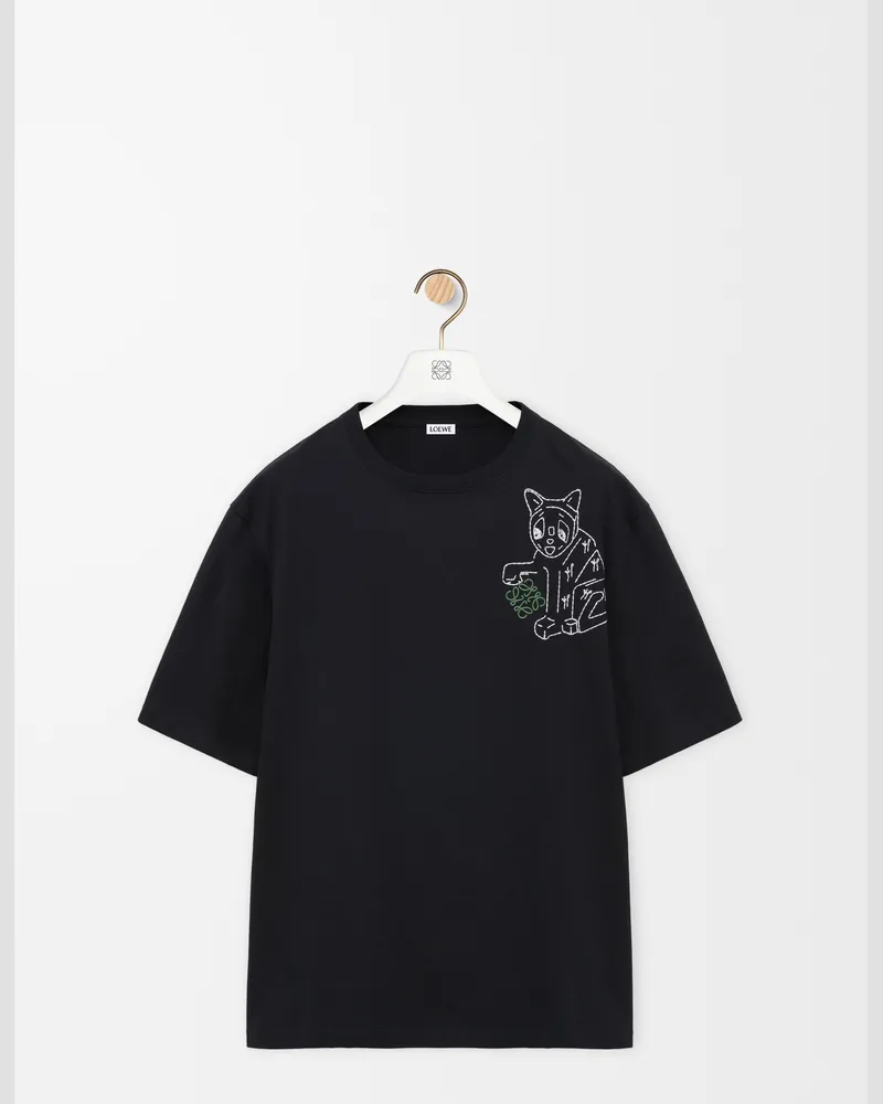 Loewe Loose Fit T-shirt In Cotton Size Hombre Black