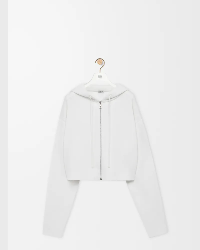 Loewe Anagram Zip-up Hoodie In Wool Size Mujer White