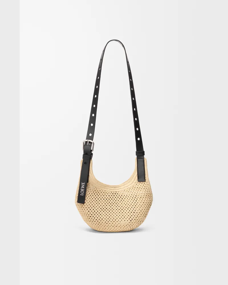 Loewe Mini Punch Hole Hobo In Raffia And Leather skin Mujer Natural