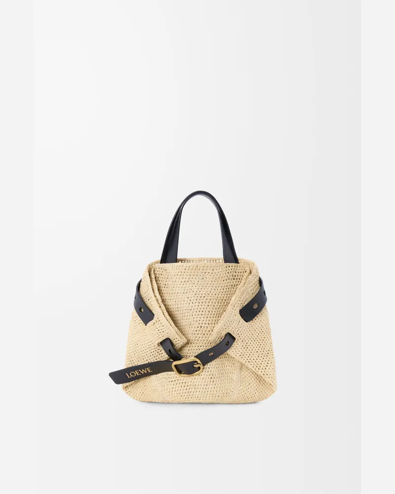 Loewe Mini Punch Hole Shopper In Raffia Mujer Natural