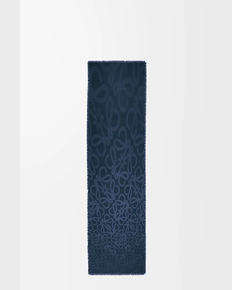 Loewe Scarf In Silk And Wool Mujer Navy
