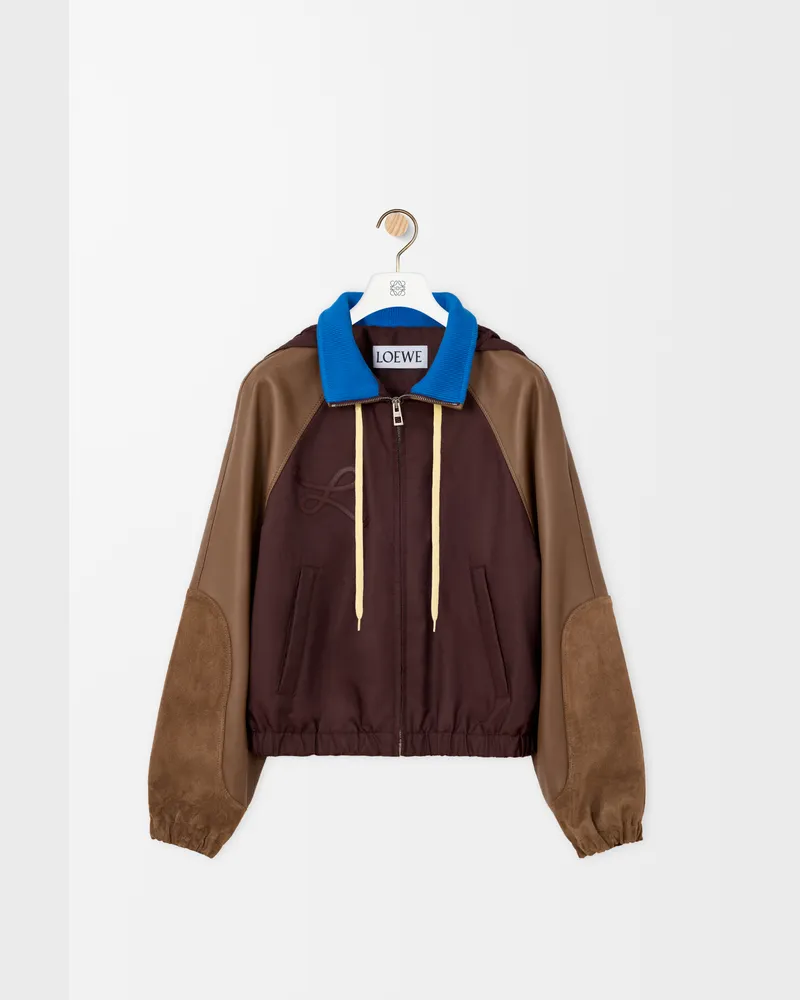 Loewe Bomber Jacket In Nylon Nappa Lambskin And Suede Leather skin Size Hombre Brown