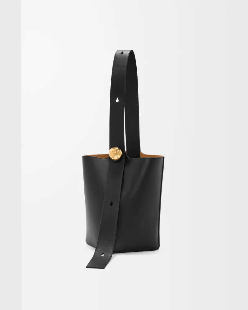 Loewe Medium Pebble Bucket In Leather skin Mujer Black