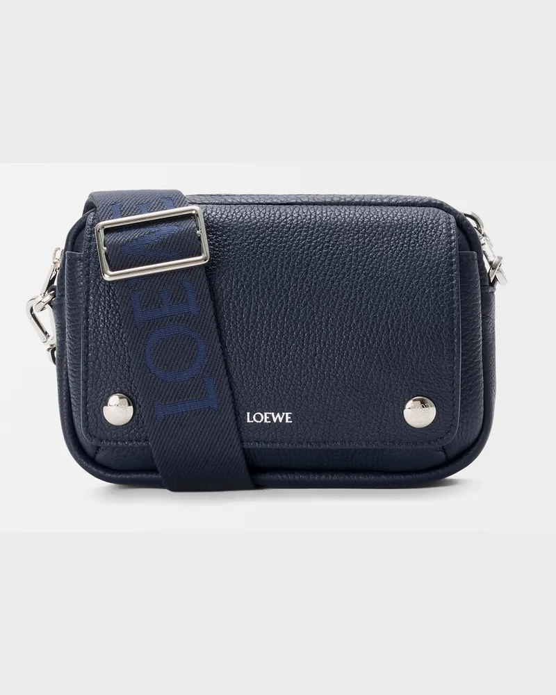 Loewe Small Pebble Messenger Bag In Supple Grained Leather skin Hombre Deep