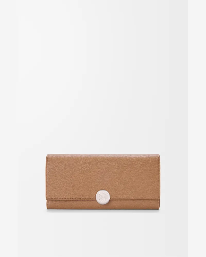 Loewe Pebble Continental Wallet In Mini Grain Leather skin Mujer Mocha