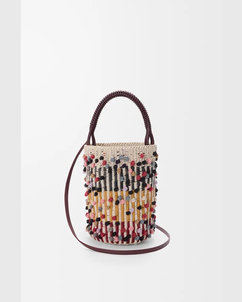 Loewe Bucket In Cord Leather And Wool Mujer Natural