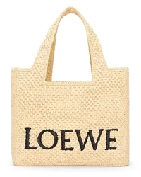 Loewe Luxury Small  Font tote in raffia Natural