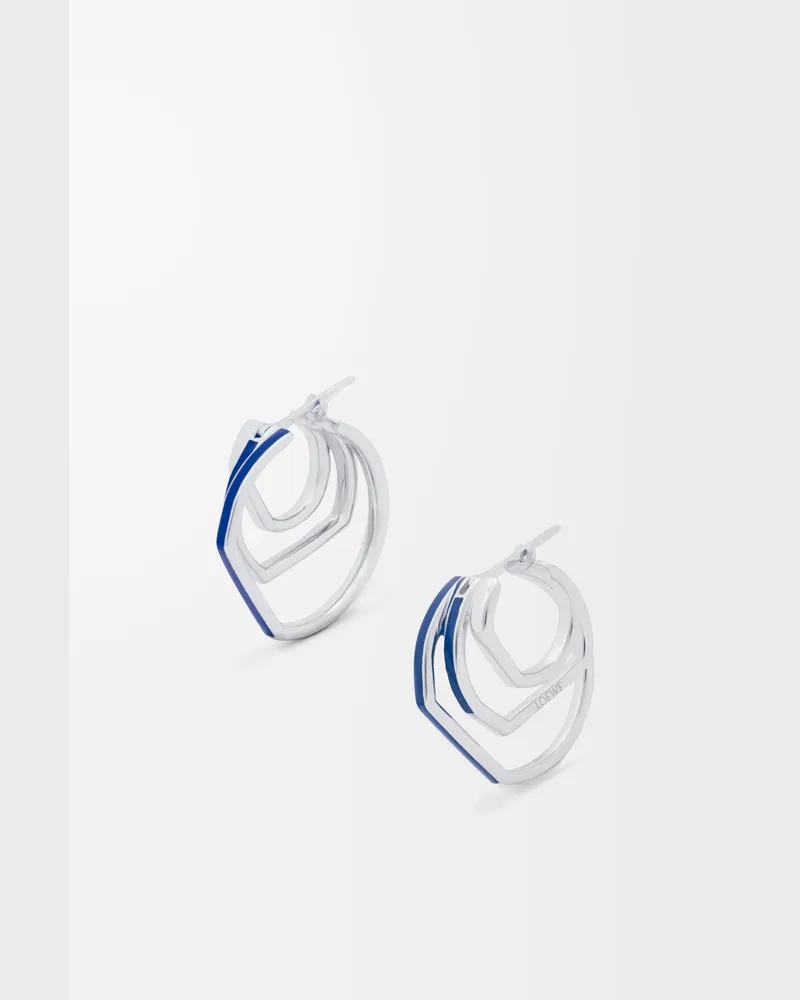 Loewe Stacked Hoop Earrings In Sterling Silver And Enamel Mujer Silver