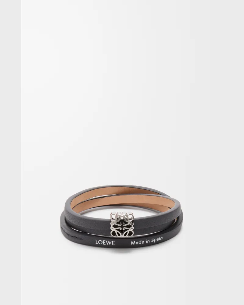 Loewe Anagram Bombé Twist Bracelet In Leather skin Size Mujer Slate
