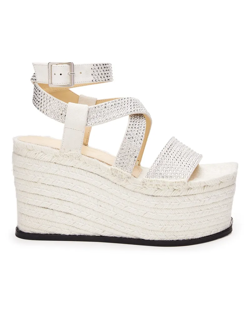 Loewe Luxury Petal espadrille platform in suede calfskin and rhinestones Almost