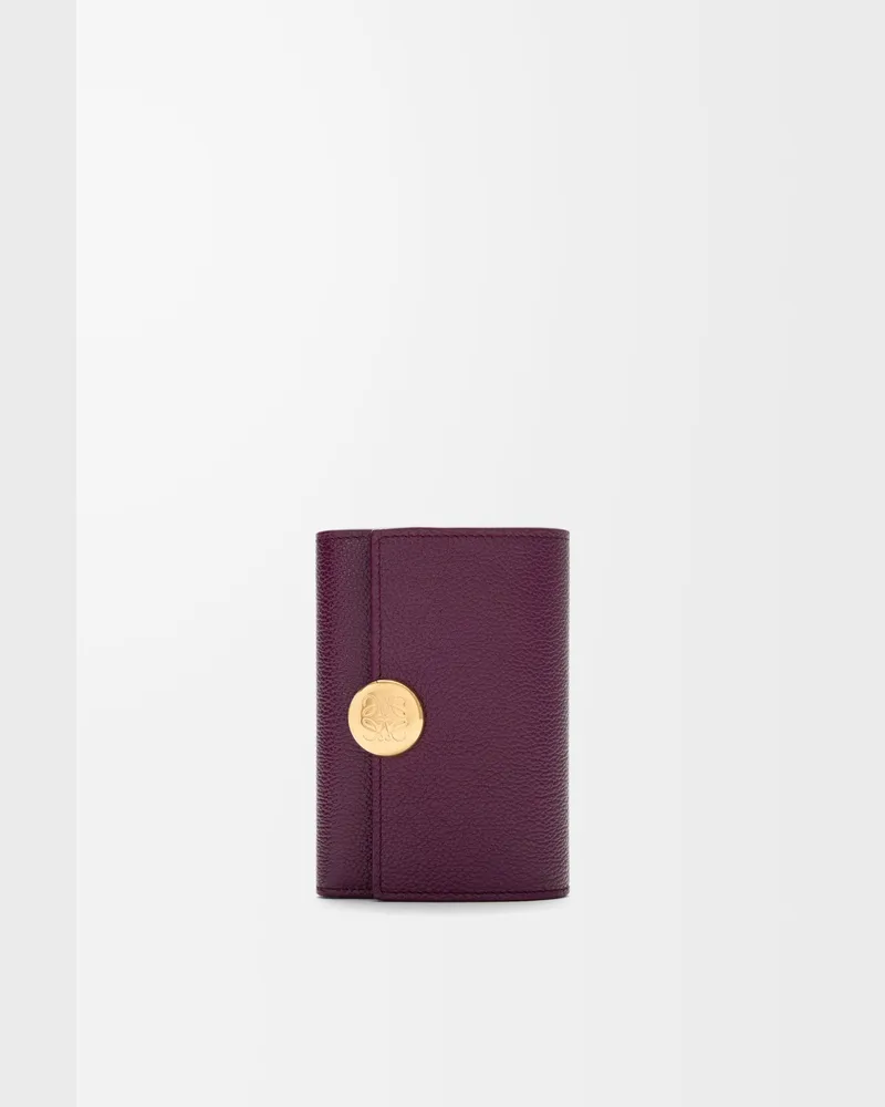 Loewe Pebble Small Vertical Wallet In Pebble Grained Leather skin Mujer Plum