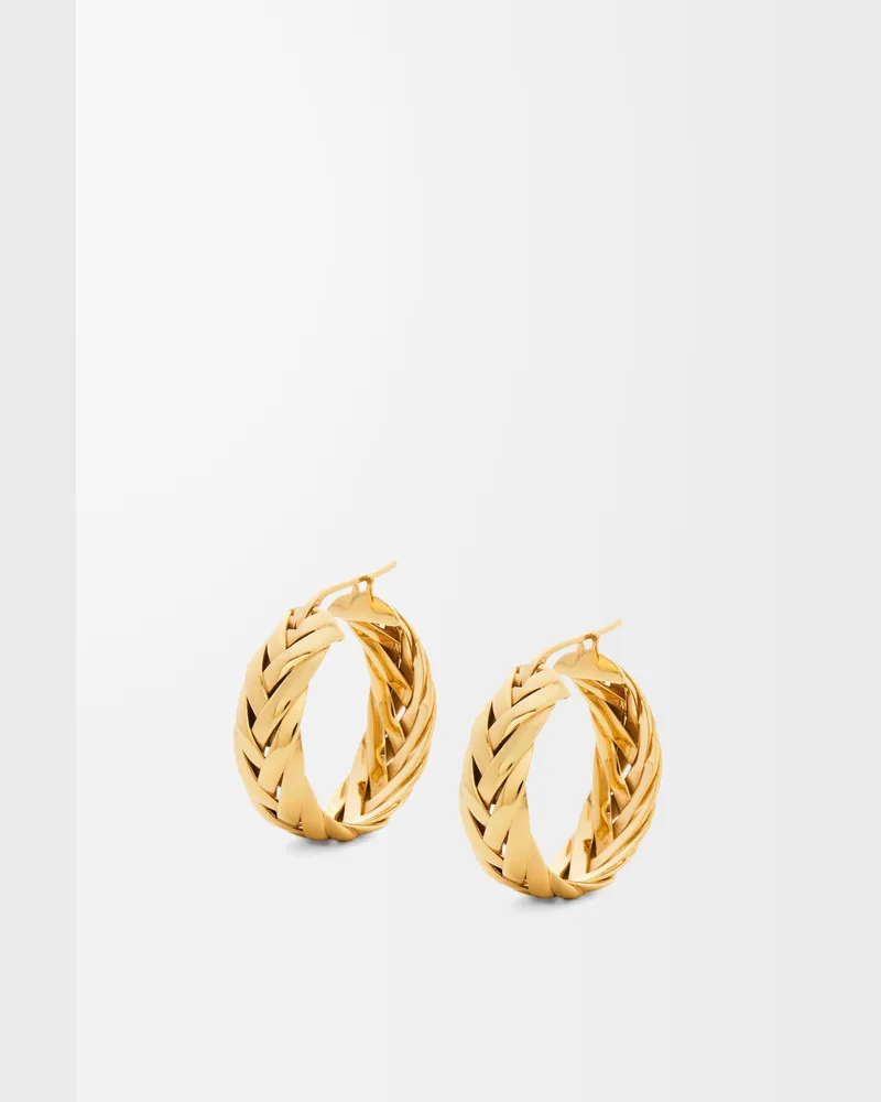 Loewe Braided Hoop Earrings In Sterling Silver Mujer Gold
