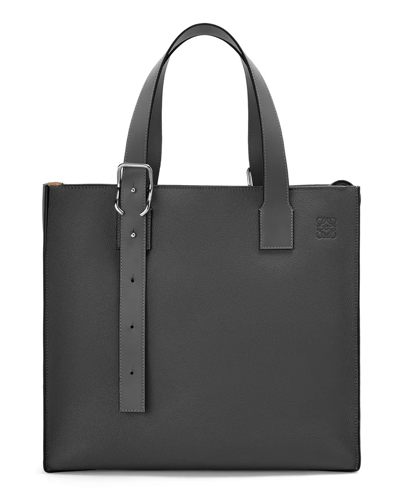 Loewe Luxury Buckle Zip Tote In Soft Grained Calfskin Black