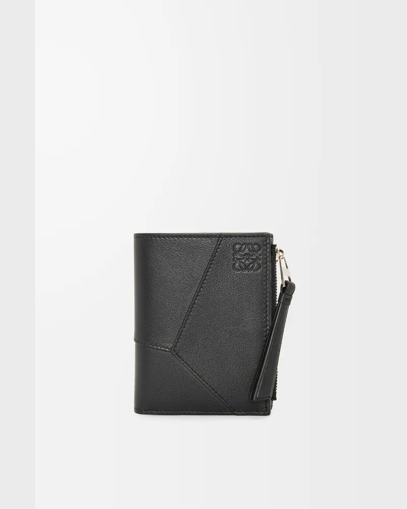 Loewe Puzzle Slim Compact Wallet In Leather skin Hombre Black
