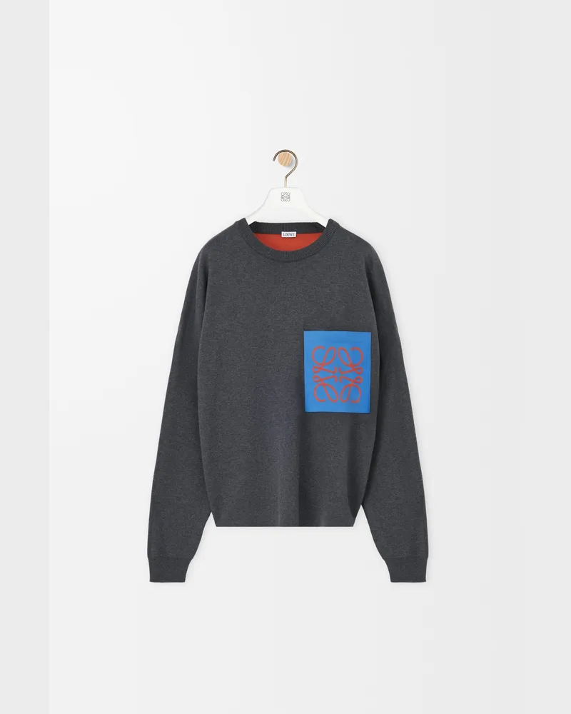 Loewe Anagram Pocket Sweater In Cotton Blend Size Hombre Grey