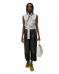 Loewe Luxury Cropped trousers in nappa lambskin and suede goatskin Black