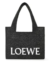 Loewe Luxury Medium  Font Tote in raffia Black