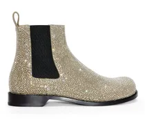 Luxury Campo Chelsea boot in calf suede and allover rhinestones