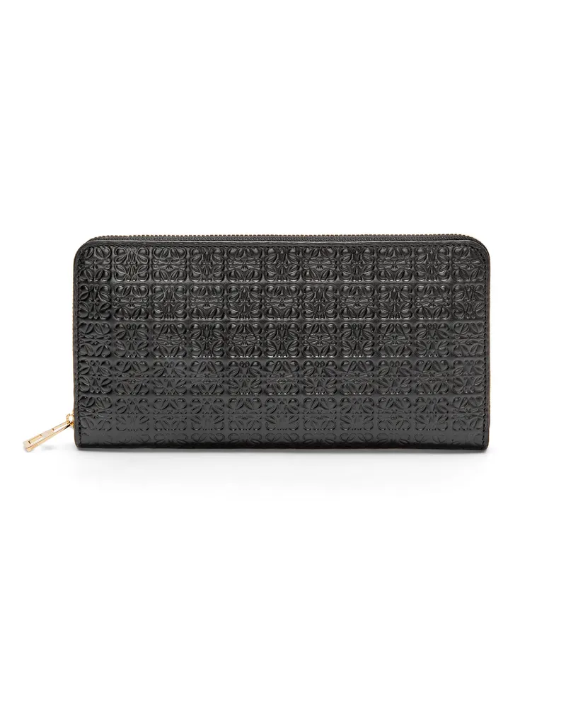 Loewe Luxury Repeat zip around wallet in embossed silk calfskin Black