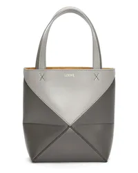 Loewe Luxury Mini Puzzle Fold Tote in shiny calfskin Pearl