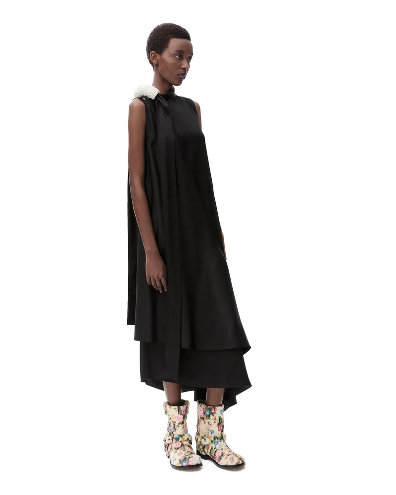 Loewe Luxury Ruffle dress in silk Black