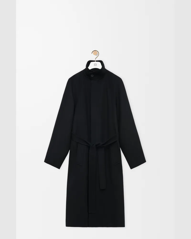 Loewe Belted Coat In Wool And Cashmere Size Mujer Black