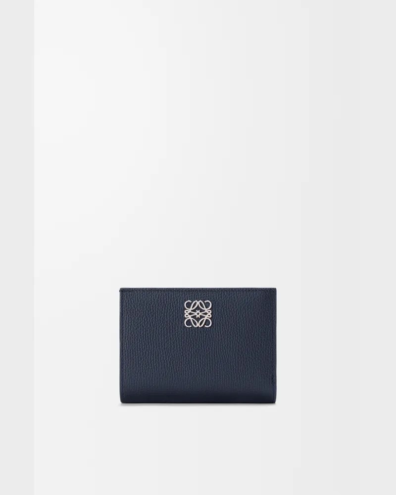 Loewe Anagram Compact Wallet In Pebble Grained Leather skin Mujer Deep