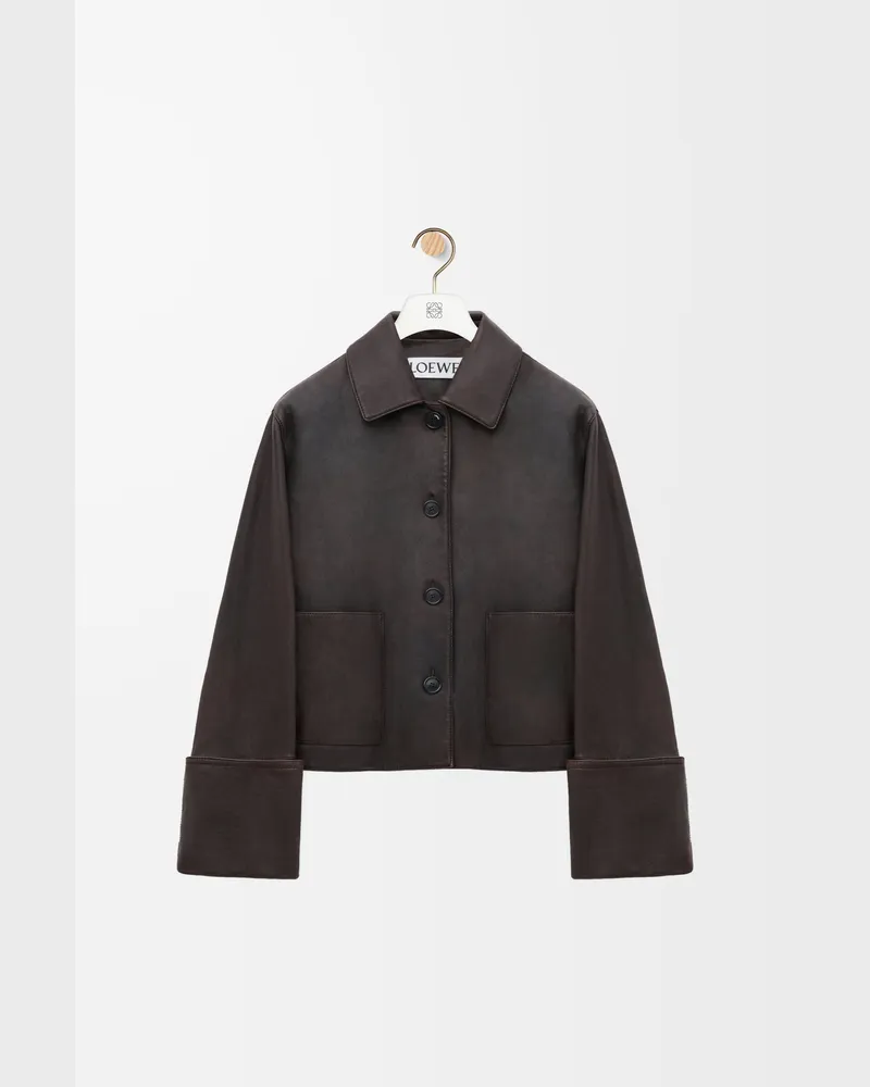 Loewe Turn-up Jacket In Nappa Lambskin Size Mujer Brown