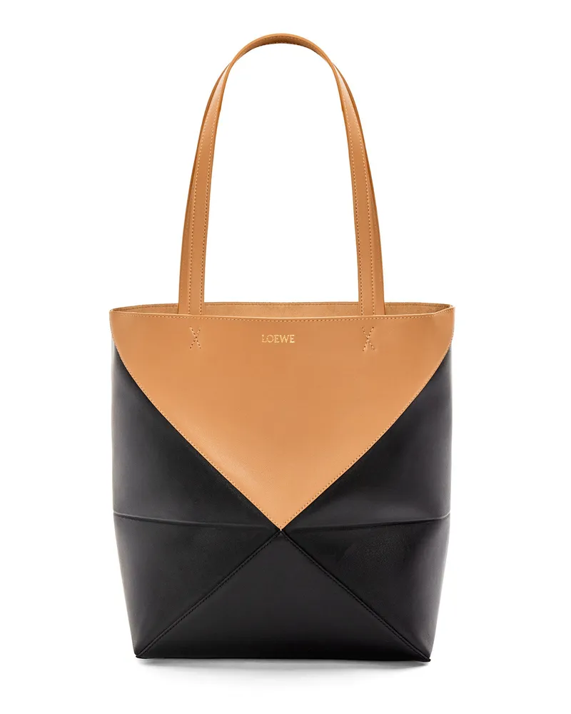 Loewe Luxury Puzzle Fold Tote in shiny calfskin Warm