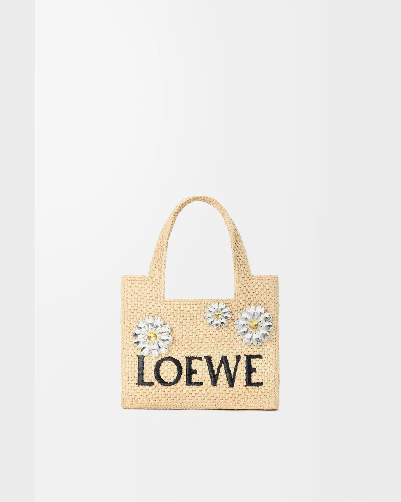 Loewe Mini Loewe Font Tote In Raffia Mujer Natural