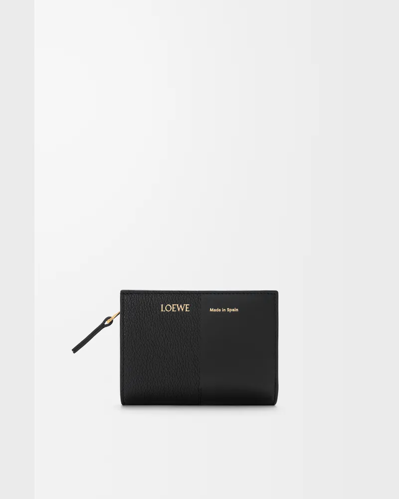 Loewe Duet Compact Wallet In Smooth And Grained Leather skin Mujer Black