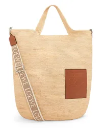 Loewe Luxury Large Slit bag in raffia and calfskin Natural