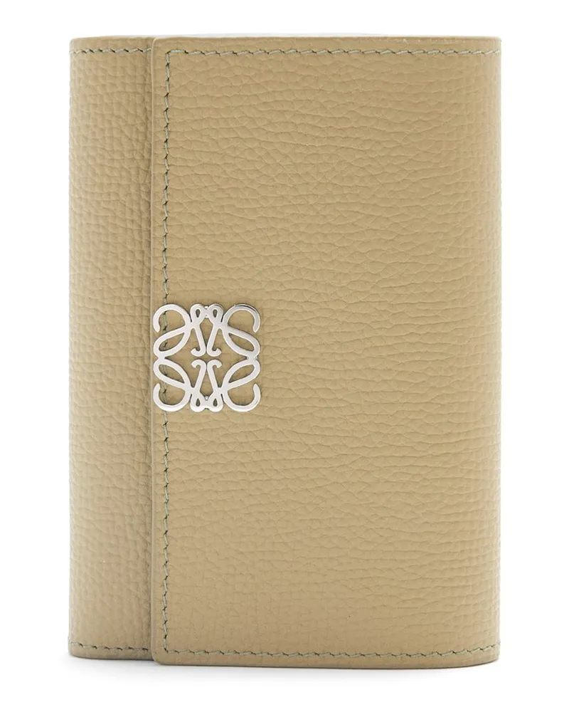 Loewe Luxury Anagram small vertical wallet in pebble grain calfskin Clay