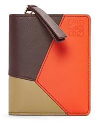 Loewe Luxury Puzzle compact zip wallet in classic calfskin Burgundy