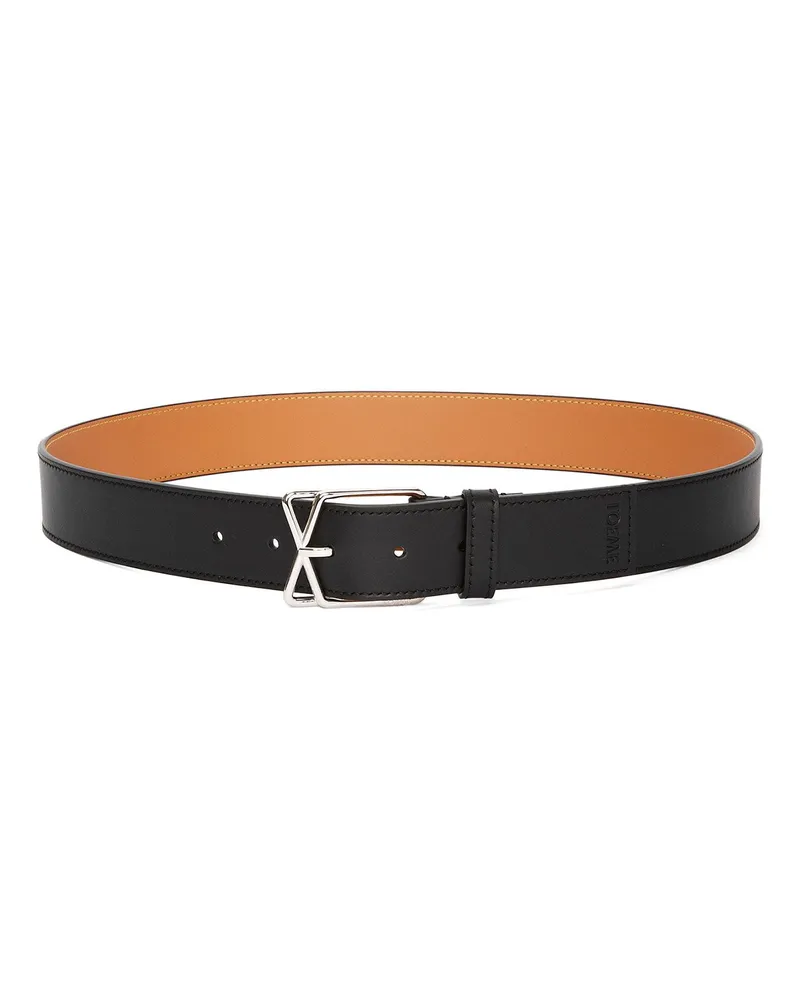 Loewe Luxury Layered Cross Buckle belt in smooth calfskin Black