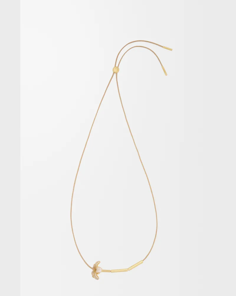 Loewe Flor Necklace In Sterling Silver And Crystals Mujer White