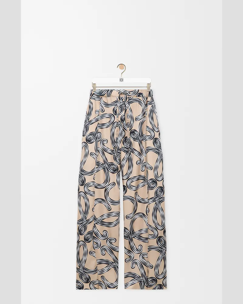 Loewe Elasticated Trousers In Silk Size Mujer Beige